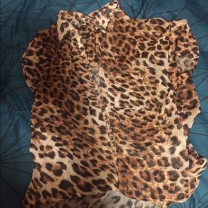Leopard Print Chiffon Blouse Medium